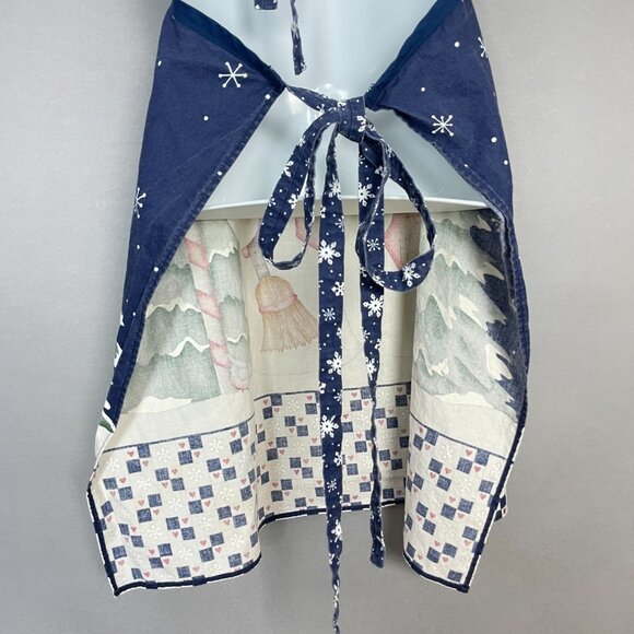 Holiday Apron Winter Christmas Snowman Country Twee Handmade Festive Cottage - Picture 6 of 11